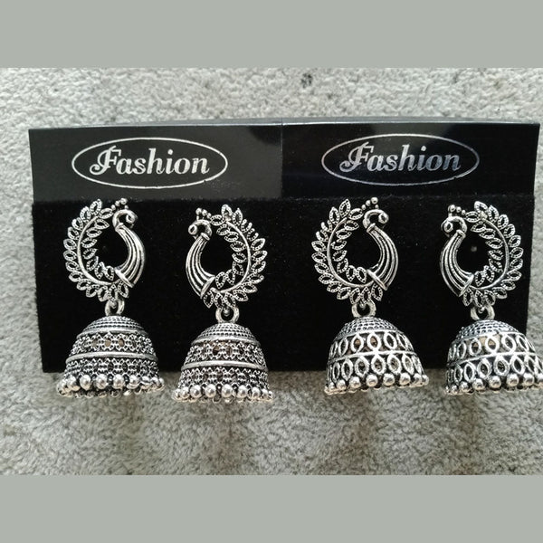 Tahura Oxidized Plated Pack Of 24  Jhumki Earrings ( Assorted Design ) - TAHEAR62