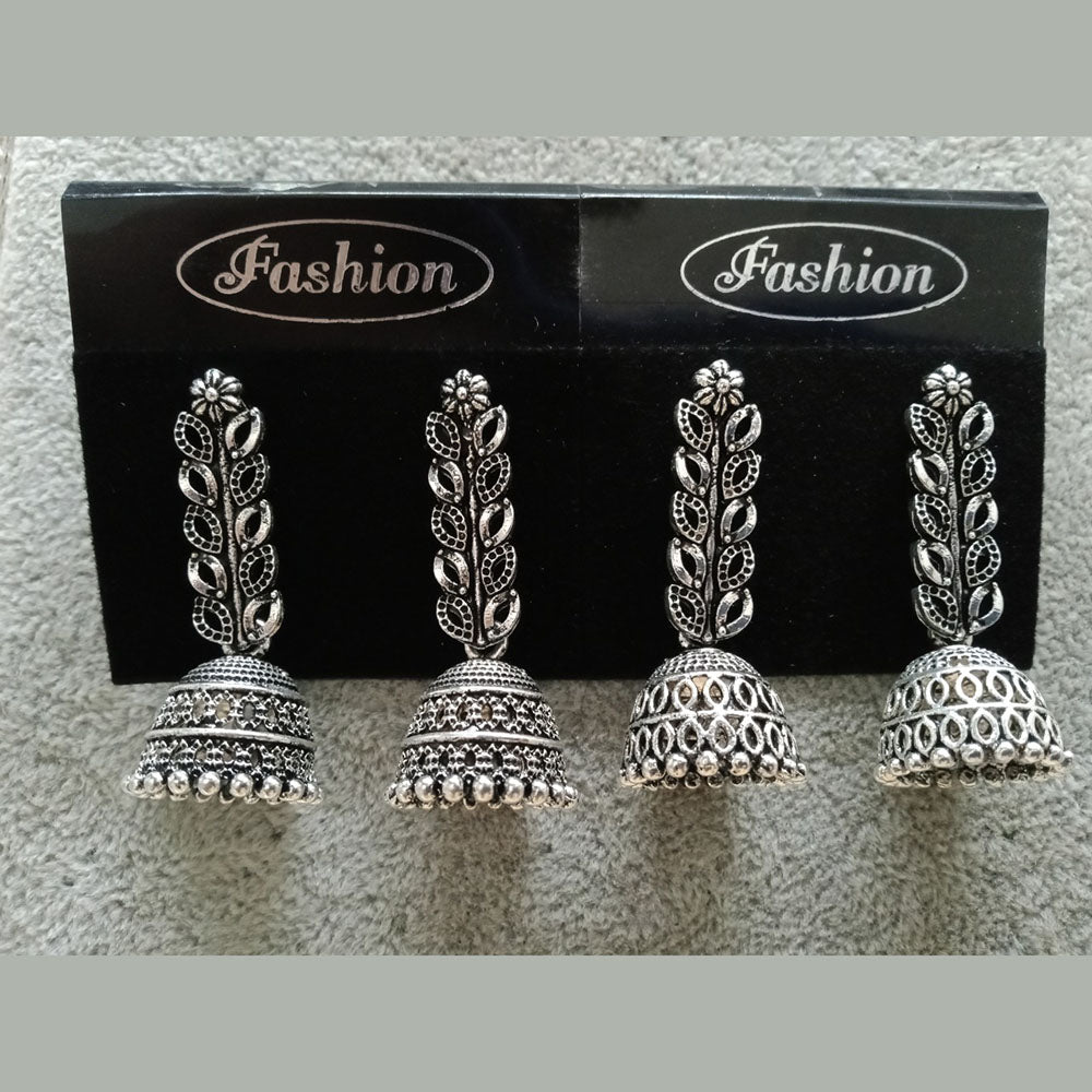 Tahura Oxidized Plated Pack Of 24  Jhumki Earrings ( Assorted Design ) - TAHEAR65
