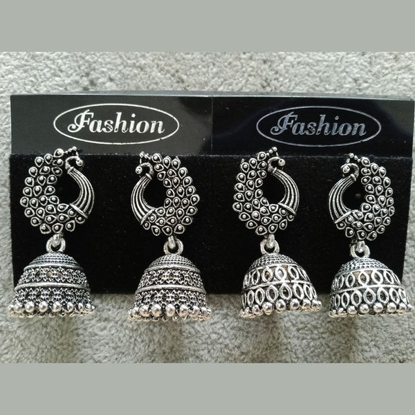 Tahura Oxidized Plated Pack Of 24  Jhumki Earrings ( Assorted Design ) - TAHEAR66