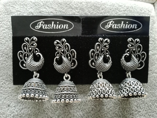 Tahura Oxidized Plated Pack Of 24  Jhumki Earrings ( Assorted Design ) - TAHEAR69