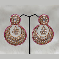 Tarangavi Pink BeKundans Kundan Chandbali Earrings