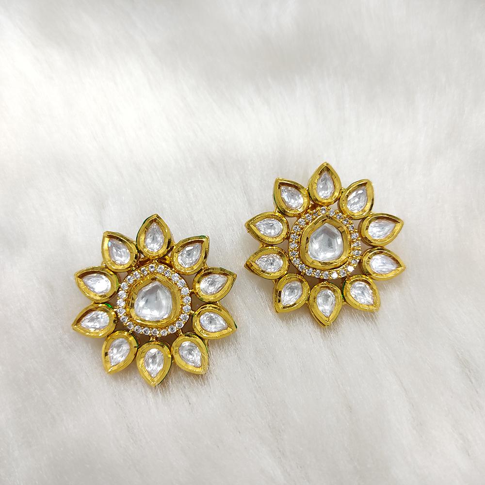 Tarangavi Kundan Designer Floral BrassStud Earrings