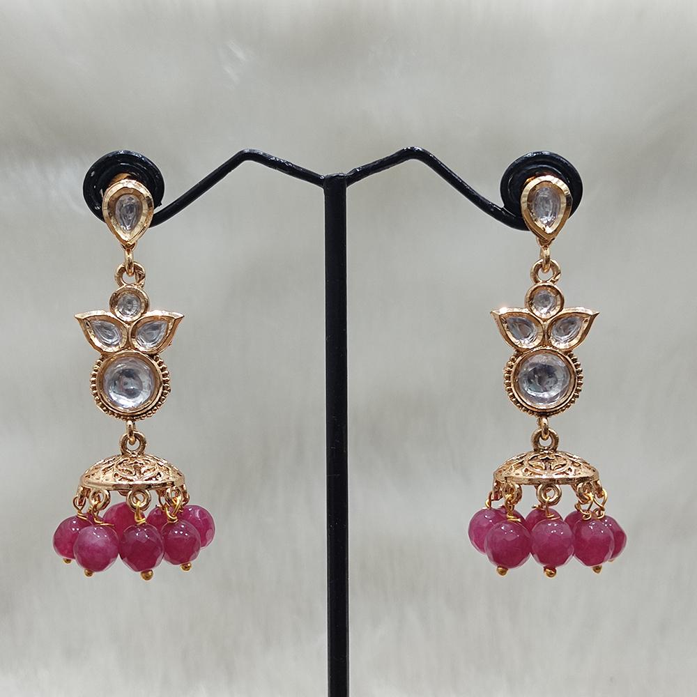 Tarangavi Maroon BeKundans Kundan Brass Jhumki Earrings