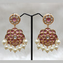 Tarangavi Pink Kundan Floral Designer Earrings