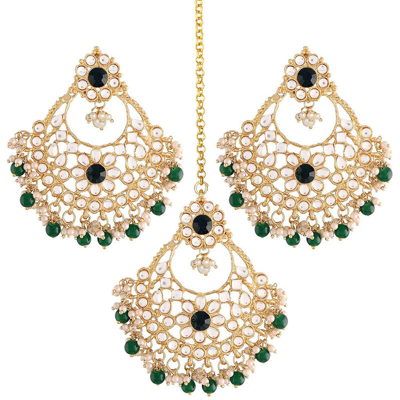 Buy Peora Gold Plated Kundan Choker Necklace Chandbali Earrings Maangtikka  Jewellery Set online