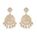 Etnico18K Gold Plated Traditional Big Kundan & Pearl Chandbali Earrings with Maang Tikka Set for Women/Girls (TE3002W)
