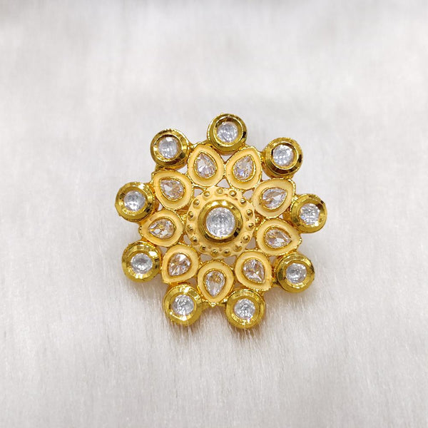 Tarangavi Kundan Gold Plated Floral Ring