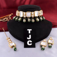 The Jewellery Creations Gold Plated Kundan Choker Necklace Set