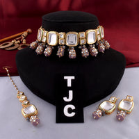 The Jewellery Creations Gold Plated Kundan Choker Necklace Set