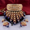 The Jewellery Creations Designer Gold Plated Kundan & Beads Choker Necklace Set