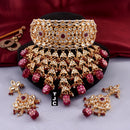 The Jewellery Creations Designer Gold Plated Kundan & Beads Choker Necklace Set