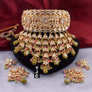 The Jewellery Creations Designer Gold Plated Kundan & Beads Choker Necklace Set