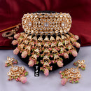 The Jewellery Creations Designer Gold Plated Kundan & Beads Choker Necklace Set