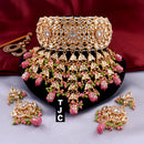 The Jewellery Creations Designer Gold Plated Kundan & Beads Choker Necklace Set