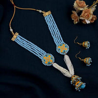 The Jewellery Creations Gold Plated Meenakari Work & Beads Long Necklace Set