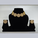 Tarangavi Pink Matte & Kundan Gold Plated Floral Choker Necklace Set
