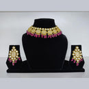 Tarangavi Pink BeKundans With Kundan Gold Plated Stylish Choker Necklace Set