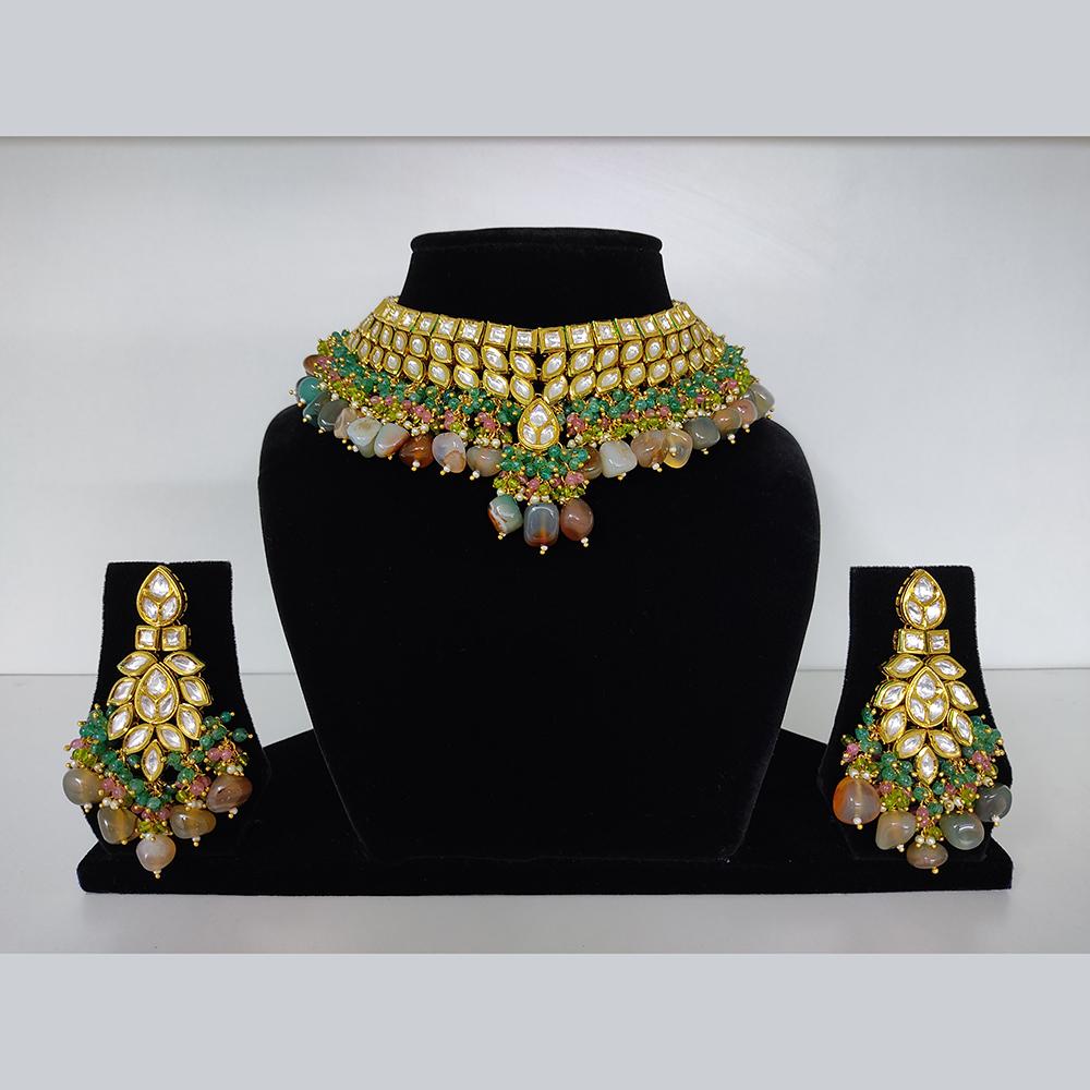 Tarangavi Designer Multi BeKundans Kundan Choker Necklace Set