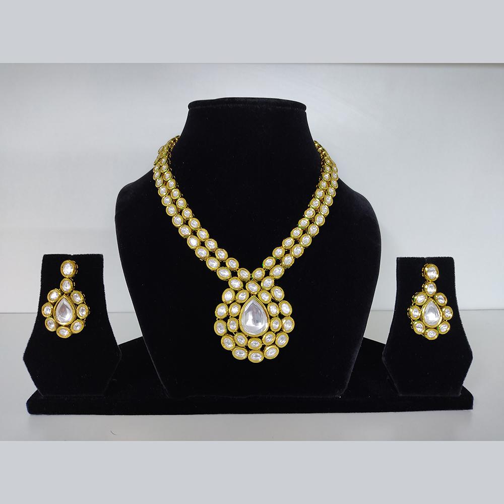 Tarangavi Designer Kundan Gold Plated Floral Necklace Set