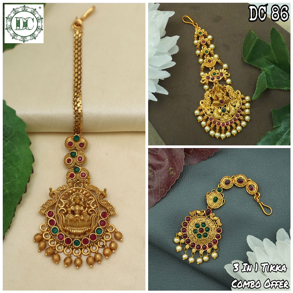 Diksha Collection Gold Plated Maangtikka Combo
