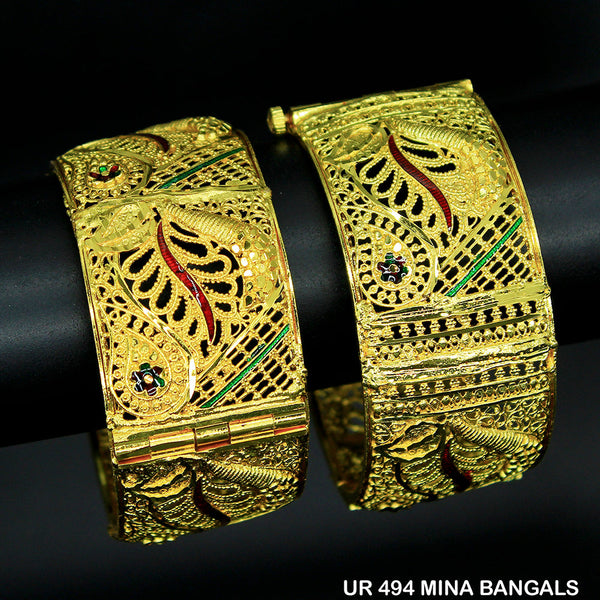 Mahavir Forming Gold Plated Bangle Set - UR 494 MINA BANGALS