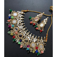 Sai Fashion Gold Plated Austrian Stone And Beads Mirror Necklace Set