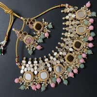 Sai Fashion Gold Plated Austrian Stone And Beads Mirror Necklace Set