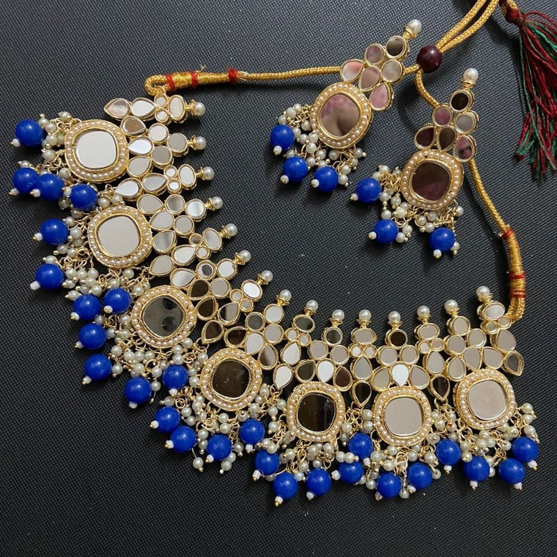 Sai Fashion Gold Plated Austrian Stone And Beads Mirror Necklace Set