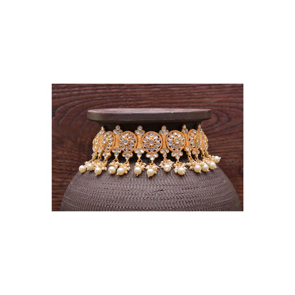 Varso  Gold Plated Kundan Stone Choker Necklace Set