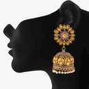 Mahi Traditional Meenakari Work Floral Jhumka Earrings with Kundan for Women (VECJ100211)