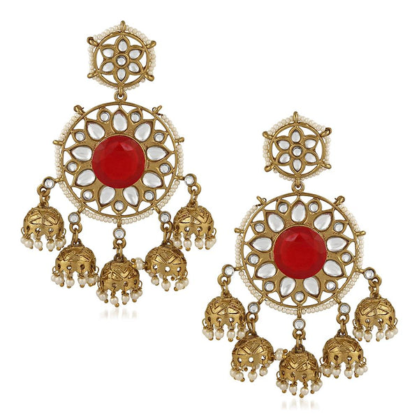 Mahi Dangler Jhumka Traditional Earrings with Artificial Pearl for Women (VECJ100214)