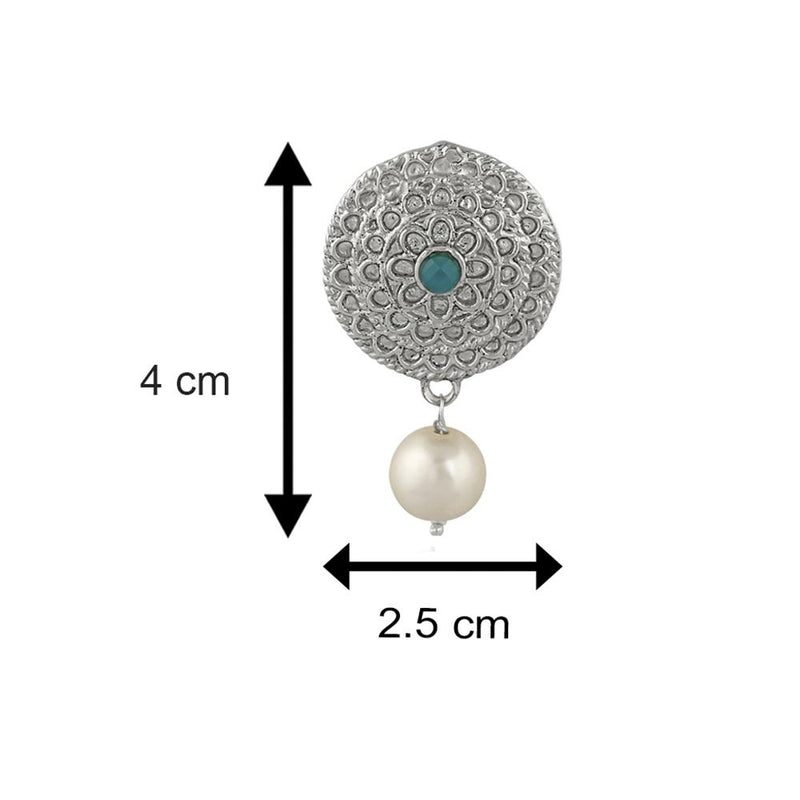 Mahi Green Kundan and Artificial Pearl Traditional Dangler Earrings for Women (VECJ100219)