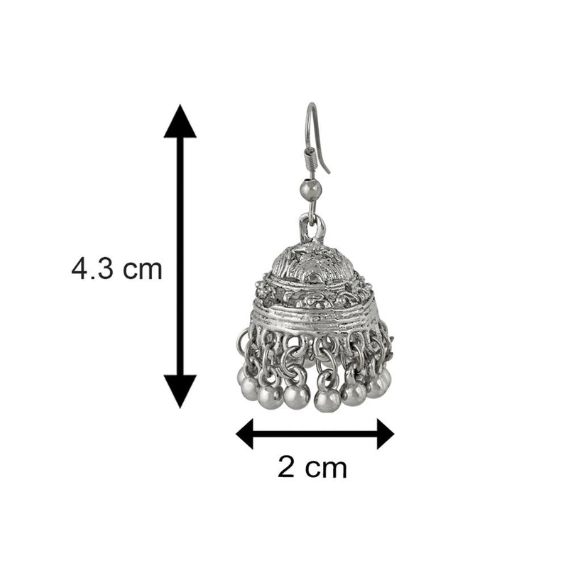 Mahi Rhodium Plated Traditional Jhumki Earrings for Womens(VECJ100221)