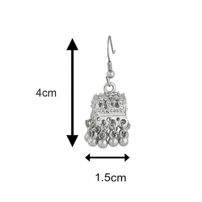 Mahi Rhodium Plated Traditional Jhumki Earrings for Womens(VECJ100222)