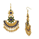 Mahi Green and Blue Meenakari Work Traditional Floral Dangler Earring with Ghuungroo for Women (VECJ100230Gre)