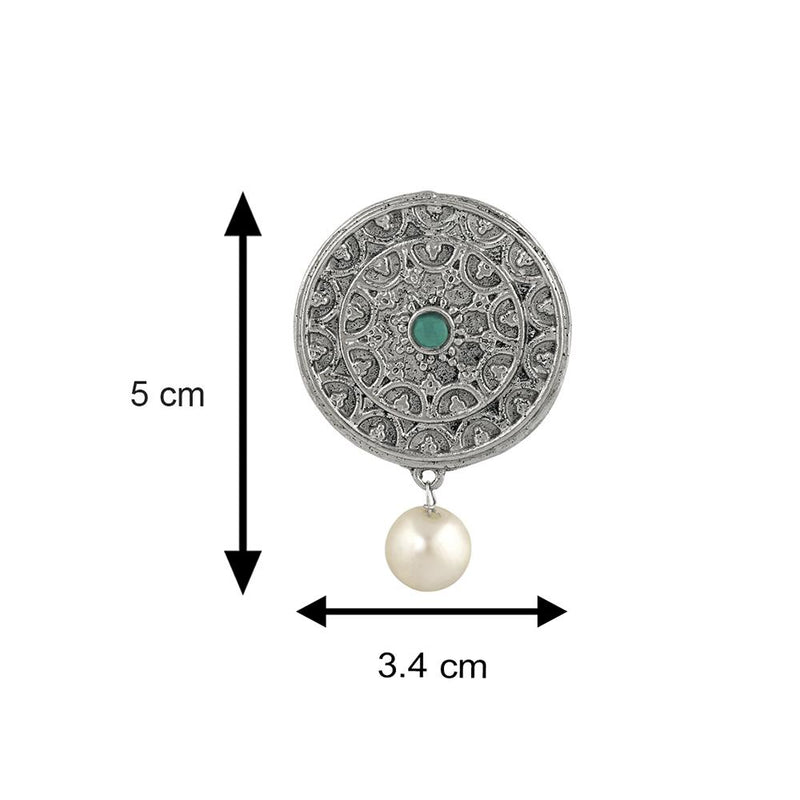 Mahi Green Kundan and Artificial Pearl Traditional Dangler Earrings for Women (VECJ100234)