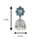 Mahi Blue Kundan Traditional Ethnic Floral Jhumki Earring for Women(VECJ100236Blu)