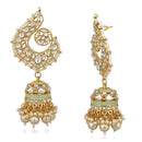 Mahi Rosegold Plated Ethnic Meenakari work Peacock Jhumki Dangler Earrings with Kundan for Women (VECJ100237)