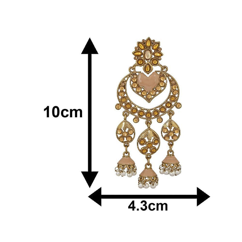 Mahi Traditional Floral Heart Layered Jhumki Long Dangler with Kundan and Artificial Pearl for Women (VECJ100243)