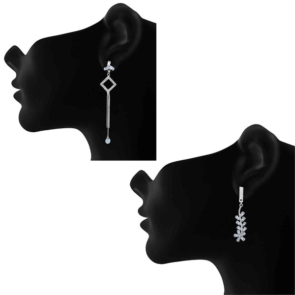 Mahi Combo of 2 Rhodium Plated Party Wear Earrings for Women (VERCO001042)