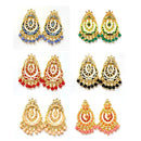 Veekee Fashion Gold Plated Kundan Stone & Meenakari & Beads Dangler Earrings