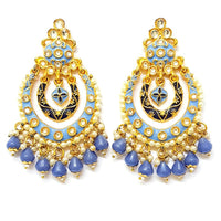 Veekee Fashion Gold Plated Kundan Stone & Meenakari & Beads Dangler Earrings