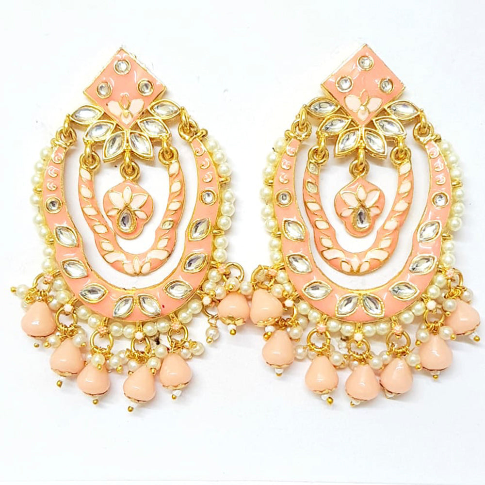 Veekee Fashion Gold Plated Kundan Stone & Meenakari & Beads Dangler Earrings