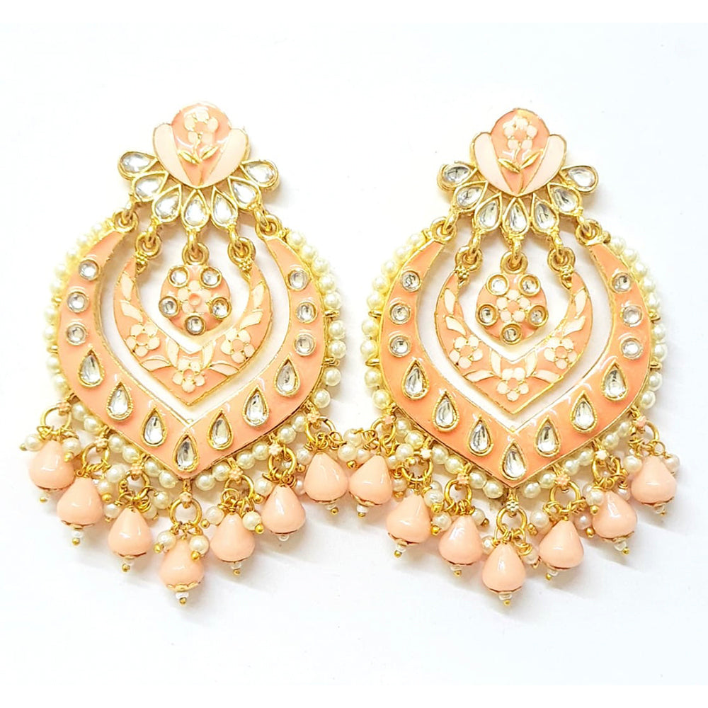 Veekee Fashion Gold Plated Kundan Stone & Meenakari & Beads Dangler Earrings