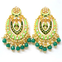 Veekee Fashion Gold Plated Kundan Stone & Meenakari & Beads Dangler Earrings