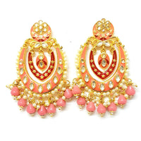 Veekee Fashion Gold Plated Kundan Stone & Meenakari & Beads Dangler Earrings