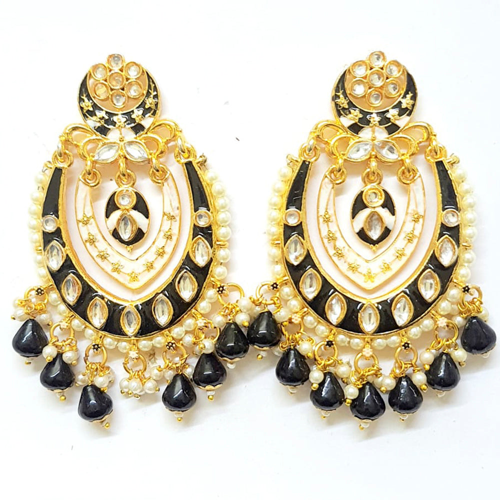 Veekee Fashion Gold Plated Kundan Stone & Meenakari & Beads Dangler Earrings