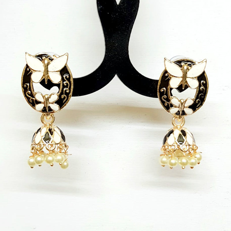 Veekee Fashion Pack of 12 Multi Colors Rose Gold Plated Meenakari Small Jhumki Earrings