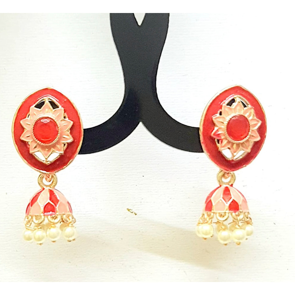 Veekee Fashion Pack of 12 Multi Colors Rose Gold Plated Meenakari Small Jhumki Earrings