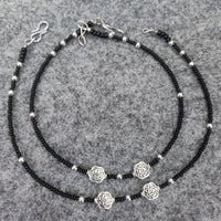 Vaamika Oxidised Plated Premium Quality Black Beads Anklet Pair